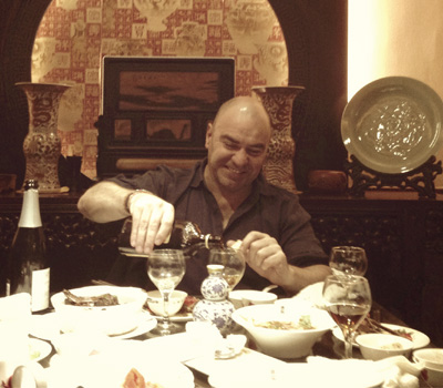 Patricio Tapia pours shaoxing at Hong Rui Xing in Shanghai.