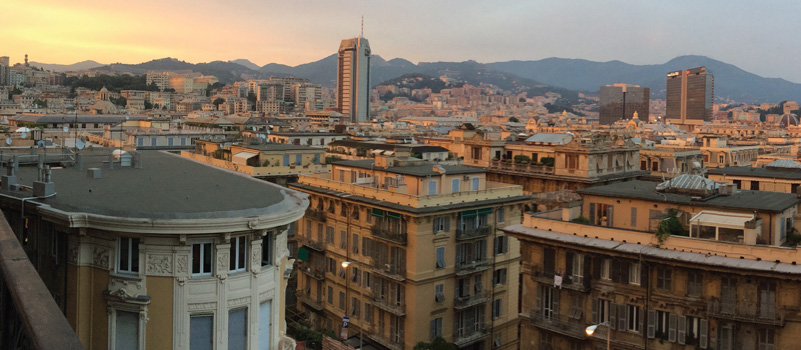Looking east from the center of Genoa.
